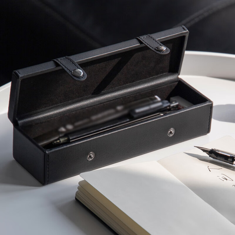 兰衍 笔袋成人 铅笔盒文具盒简约小学生笔袋钢笔袋 笔袋 黑色横款方形笔盒