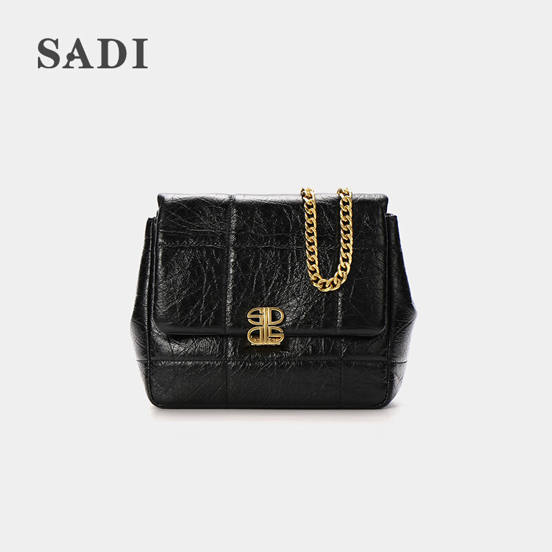 sadi萨迪真皮女包包时尚轻奢高级感头层牛皮女士单肩斜挎包 星空黑