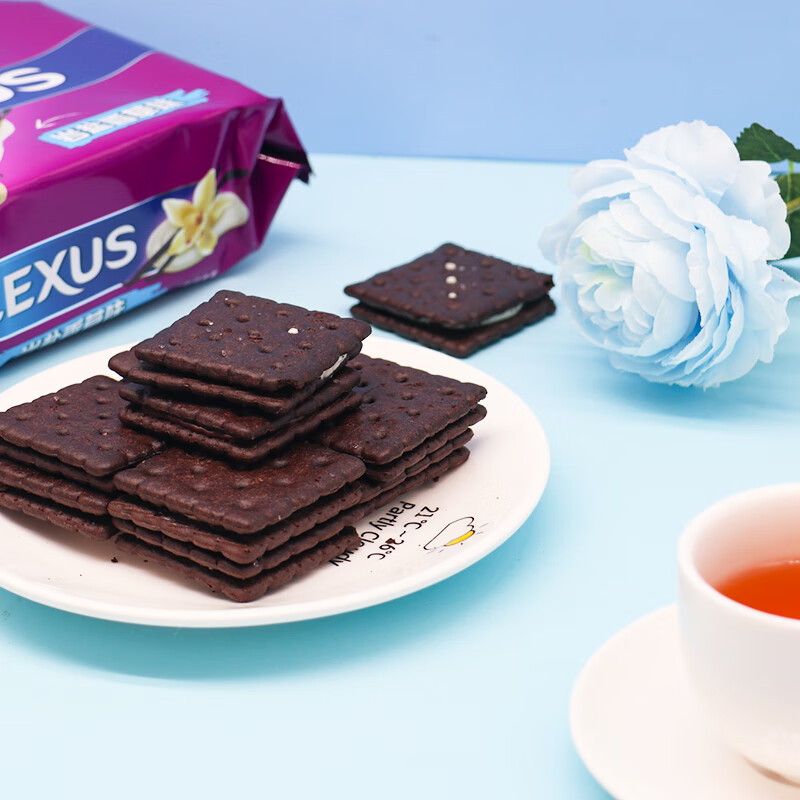 马奇新新马来西亚进口纯可可粉巧克力威化苏打饼干蛋卷休闲零食下午茶点心 岩盐香草味夹心饼干95g*4