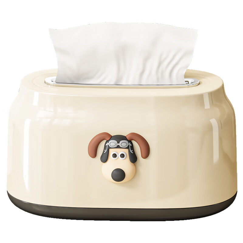 净安美弹簧纸巾盒客厅轻奢创意家用纸抽盒餐桌茶几餐巾纸盒子抽纸盒 奶油色纸巾盒带弹簧