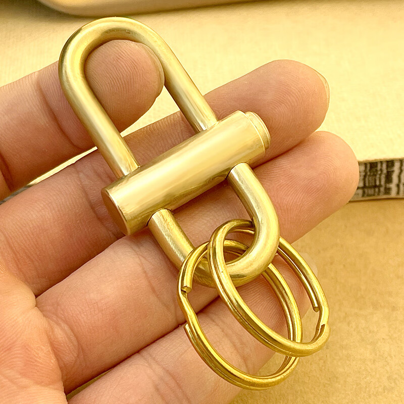 芳北怡创意铜手工挂扣黄铜鲁班锁钥匙扣圈潮男汽车腰挂个性锁匙扣