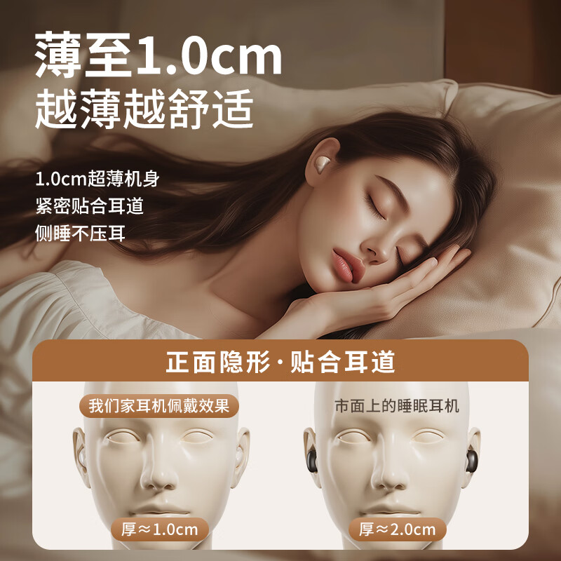 森讯(Senxun)【柏林之声丨超强音质】睡眠蓝牙耳机入耳式降噪无线隐形超长续航大电量隐藏式睡觉专用隔音耳塞 烟墨黑【深度好睡眠丨不咯耳】 超薄硅胶丨贴合耳道丨舒适佩戴