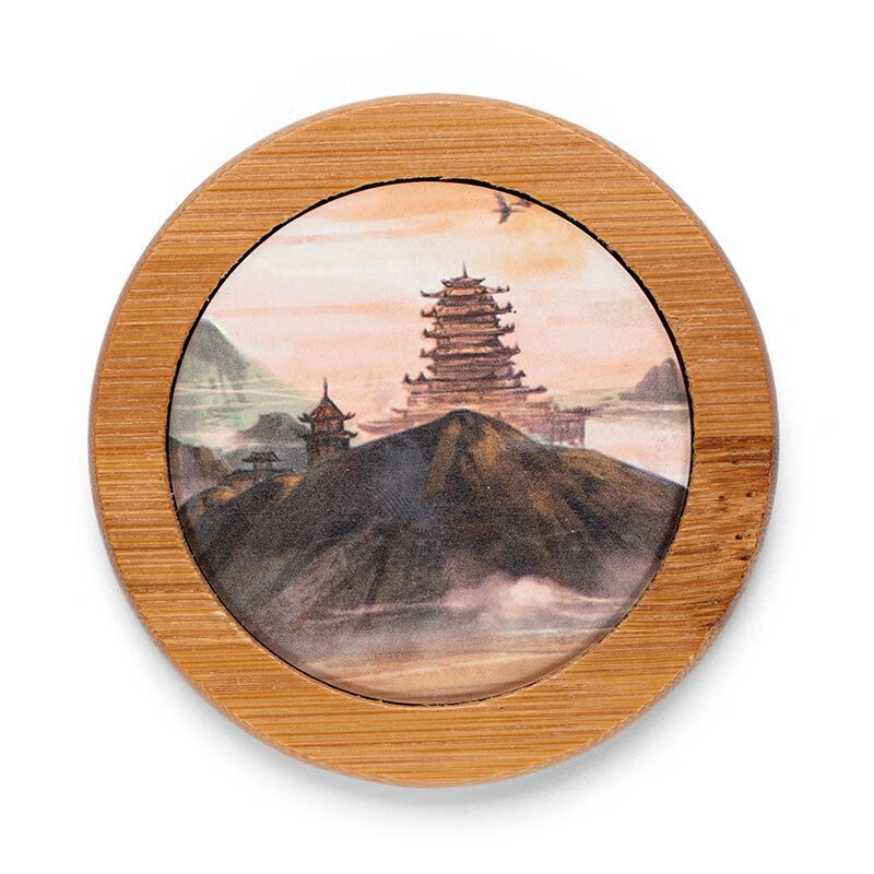 溥畔中国传统文化杯垫陶瓷杯垫国风画竹质隔热垫茶具茶托创意小礼品di