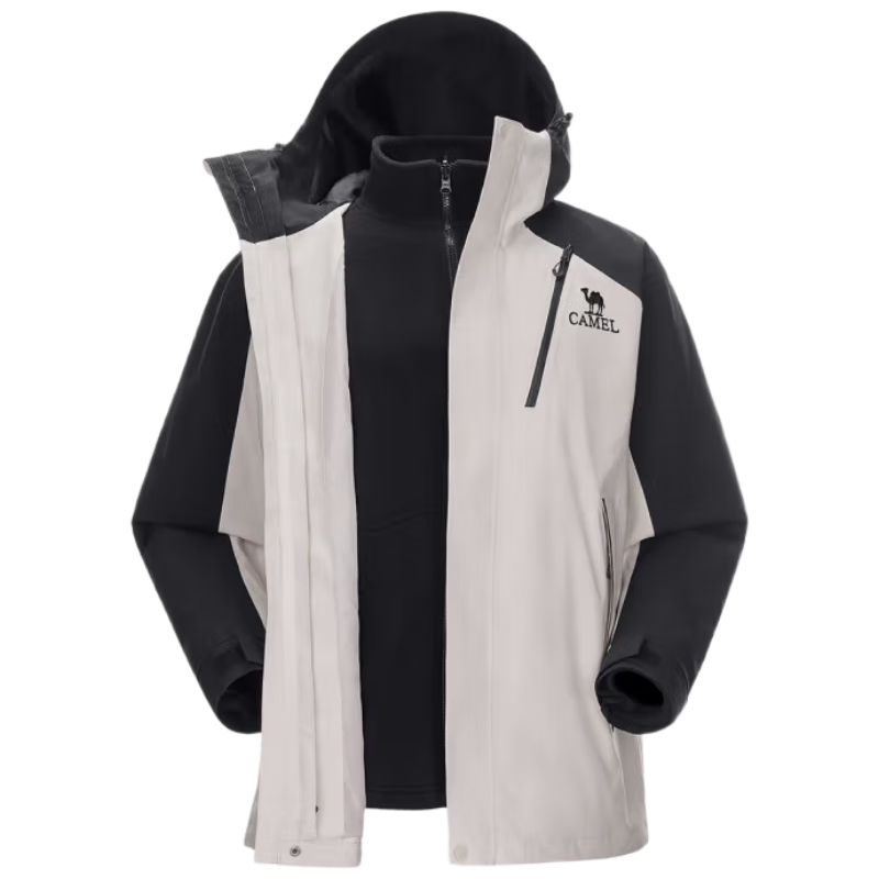 骆驼（CAMEL）[王者凯甲]户外三合一冲锋衣男女防风外套新款登山服