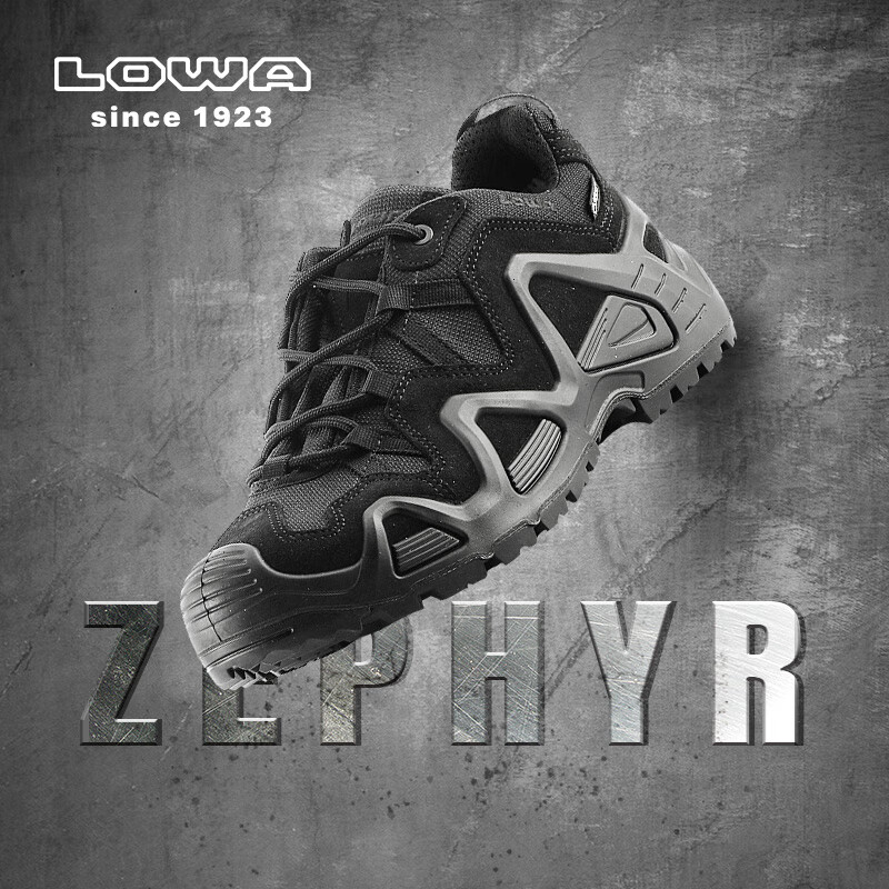 LOWA德国登山鞋MK1专业户外徒步作战靴防水防滑低帮ZEPHYR GTX TF男款 黑色 41