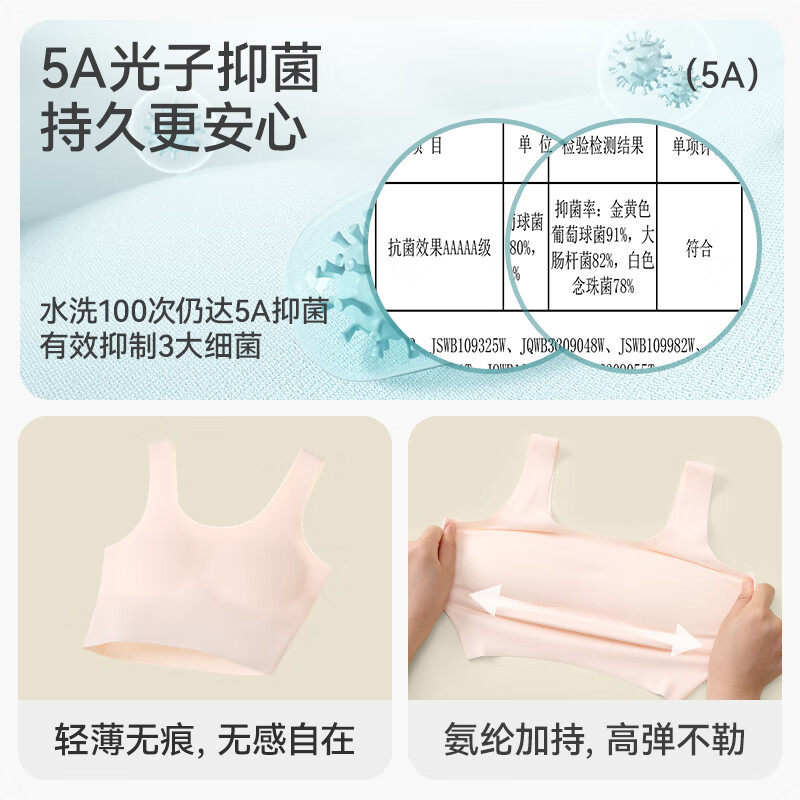 久岁伴儿童内衣女童发育期少女文胸2阶段12-15岁学生无痕隐形加长款背心 肤色 【中长款】主推 150 /A75