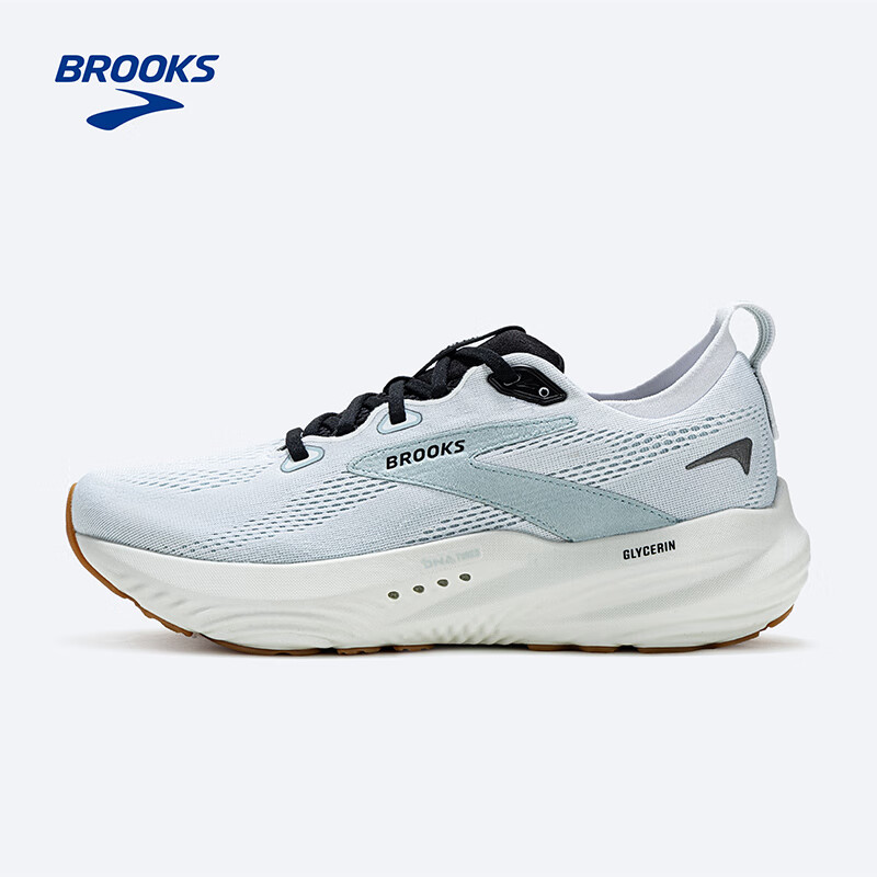 布鲁克斯（BROOKS）GLYCERIN甘油22  跑鞋男子经典缓震运动跑步鞋 男款 光亮白/冬季蓝/黑色 42