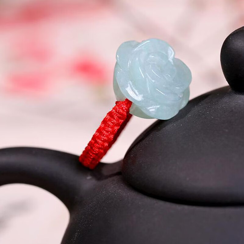 子龙翡翠牡丹花戒指手饰翡翠原石玉女翡翠手工编制多样发货 红色