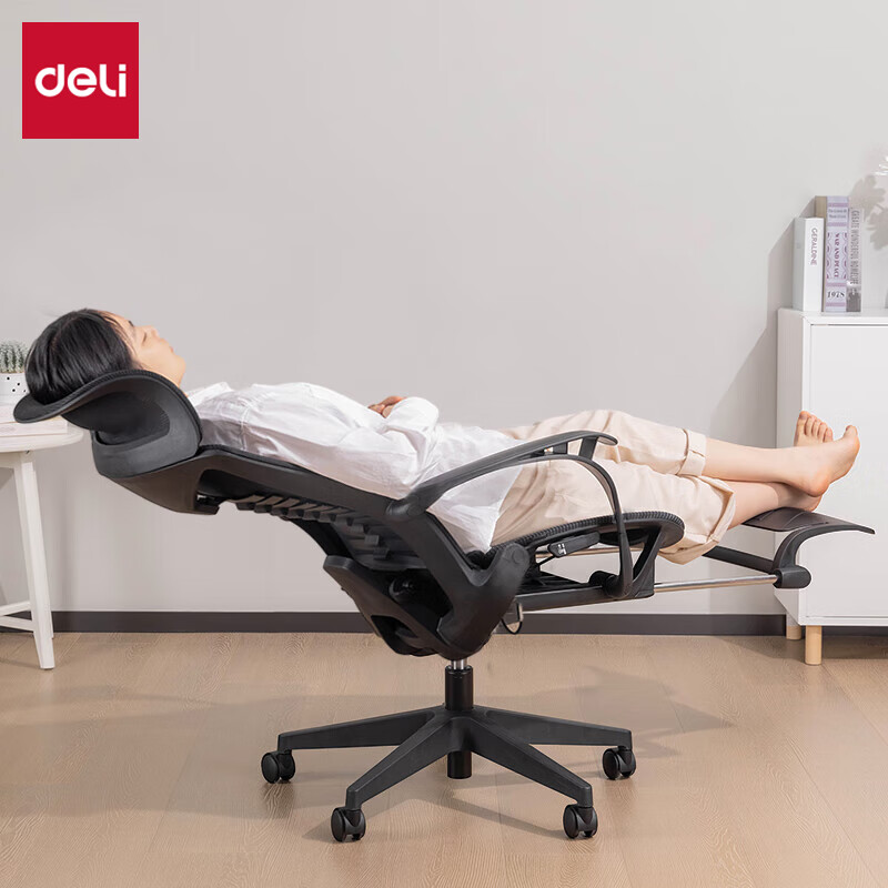 得力（deli）可平躺办公椅 160°大角度午睡椅人体工学电脑椅 带脚托 91019s使用感如何?
