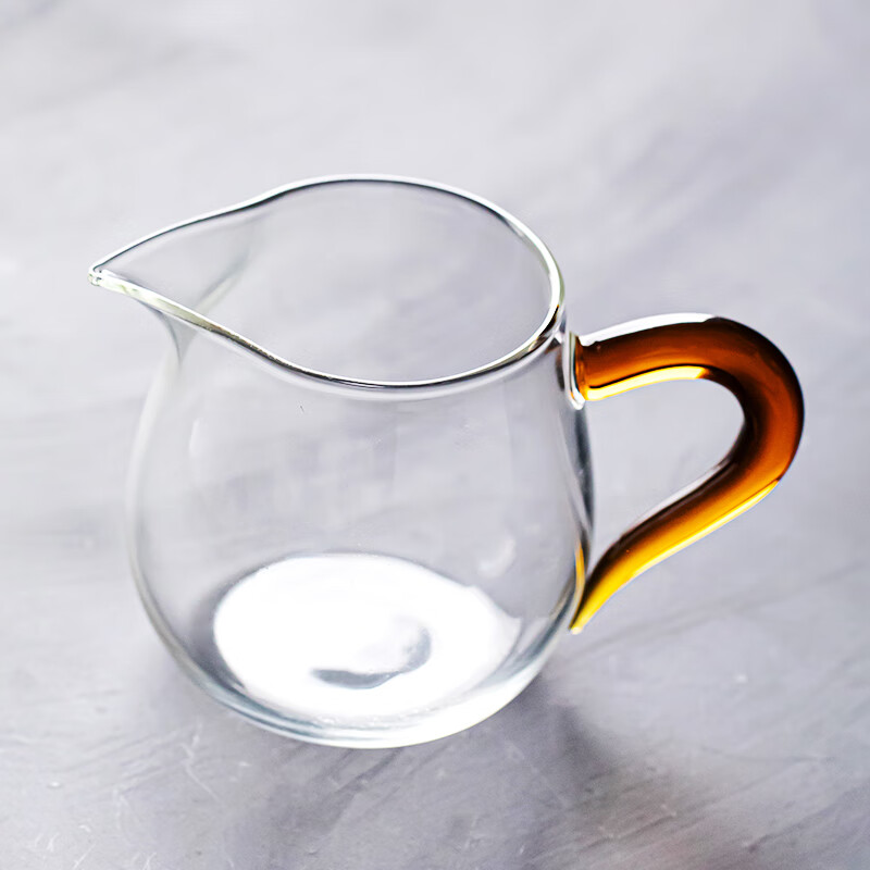 流影日式玻璃公道杯耐热家用茶海分茶器透明公杯加厚高档功夫茶具茶盅 企鹅公道杯-绿把450ml+分体式茶漏套组