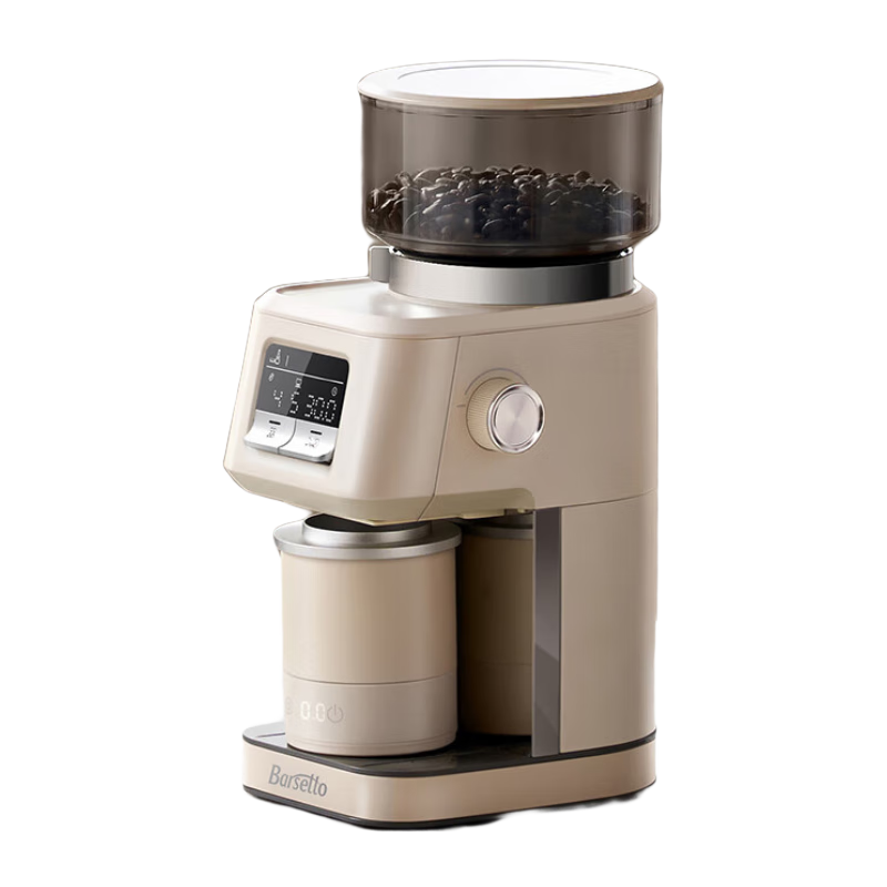 Barsetto百胜图磨豆机 专业咖啡豆电动研磨机 全自动家用小型意式美式虹吸法压咖啡磨粉机器BAG-G01S米白色 米白色带秤版