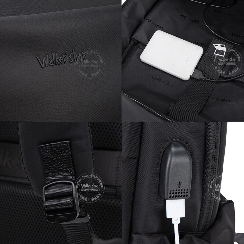 Walker Shop【2026新款】双肩包男防水尼龙布书包大容量简约高级通勤背包男 典雅黑【耐磨尼龙布】 30cm*15cm*45cm【新品】