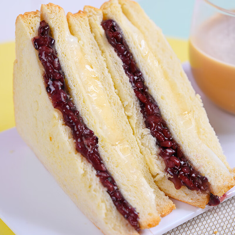 hywlkj紫米炼乳面包双层夹心吐司蛋糕健康粗粮早餐充饥整箱袋装休闲