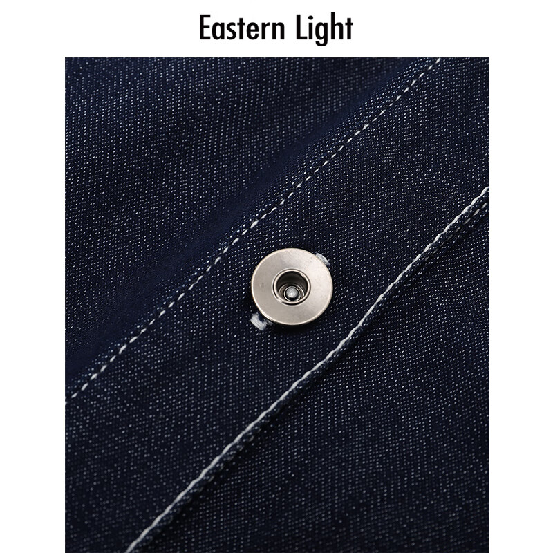 乙来（EASTERN LIGHT）【李一桐同款】复古牛仔外套装女高级感2025秋季新款衬衫上衣显瘦 外套-牛仔蓝 XS