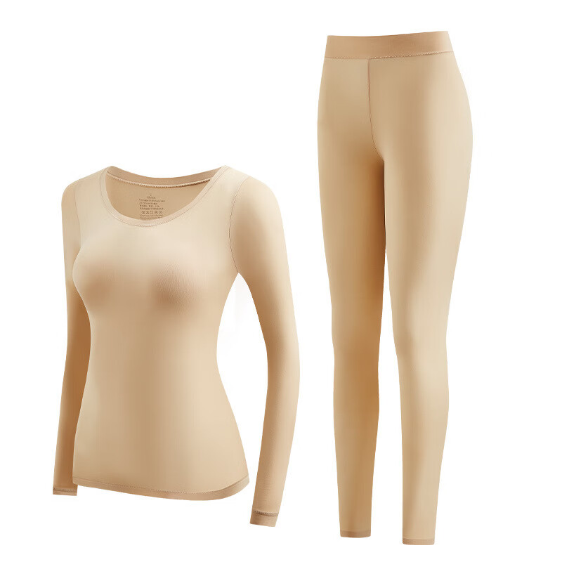 因美肤衣女秋冬无痕保暖套装超薄隐形肌底衣女士打底秋衣秋裤 美肤衣芝士肤【套装】 XL（推荐120-160斤