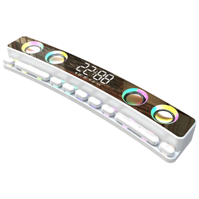 索愛(ài)（soaiy）音響電腦藍牙音箱臺式桌面電競帶麥克風(fēng)氛圍低音炮外置擺件科技感高音質(zhì)生日禮物 SH39 AI版電競白