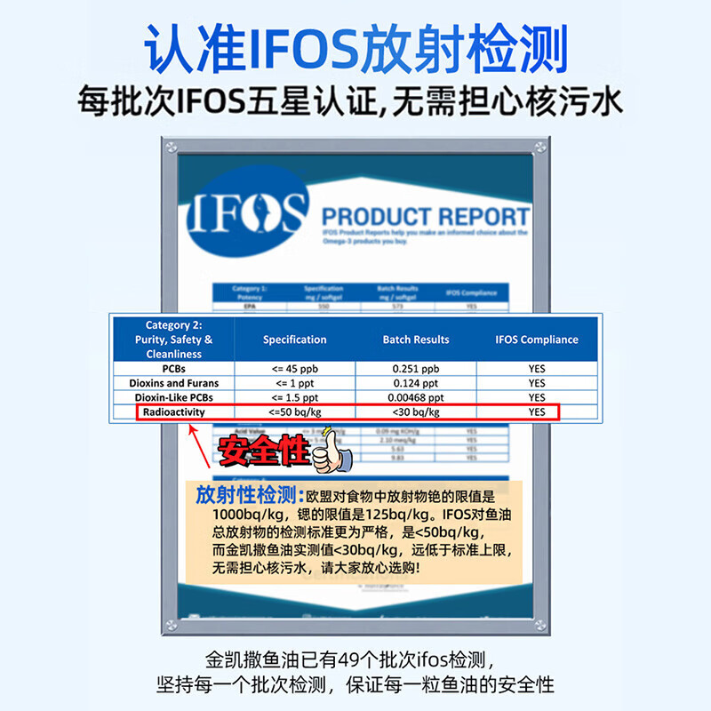 金凯撒95%~97%高纯度深海鱼油软胶囊omega-3成人DHA+EPA营养补充 【详情领劵】 30粒*1盒