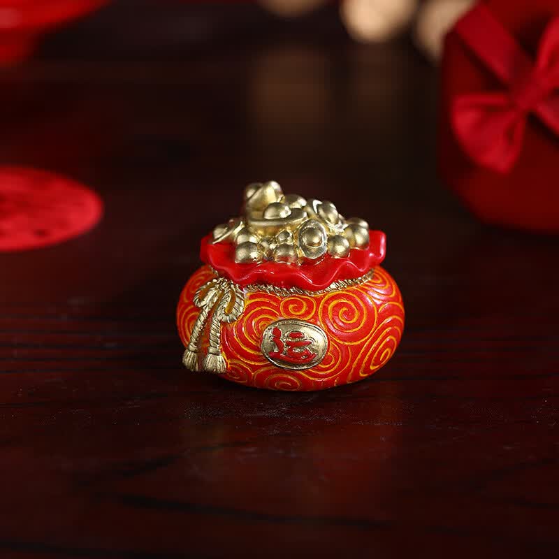 映棠五福财神客厅入门玄关招财猫摆件开业装饰工艺品乔迁之喜搬家礼物 五福财神+如意展架+好运钱袋