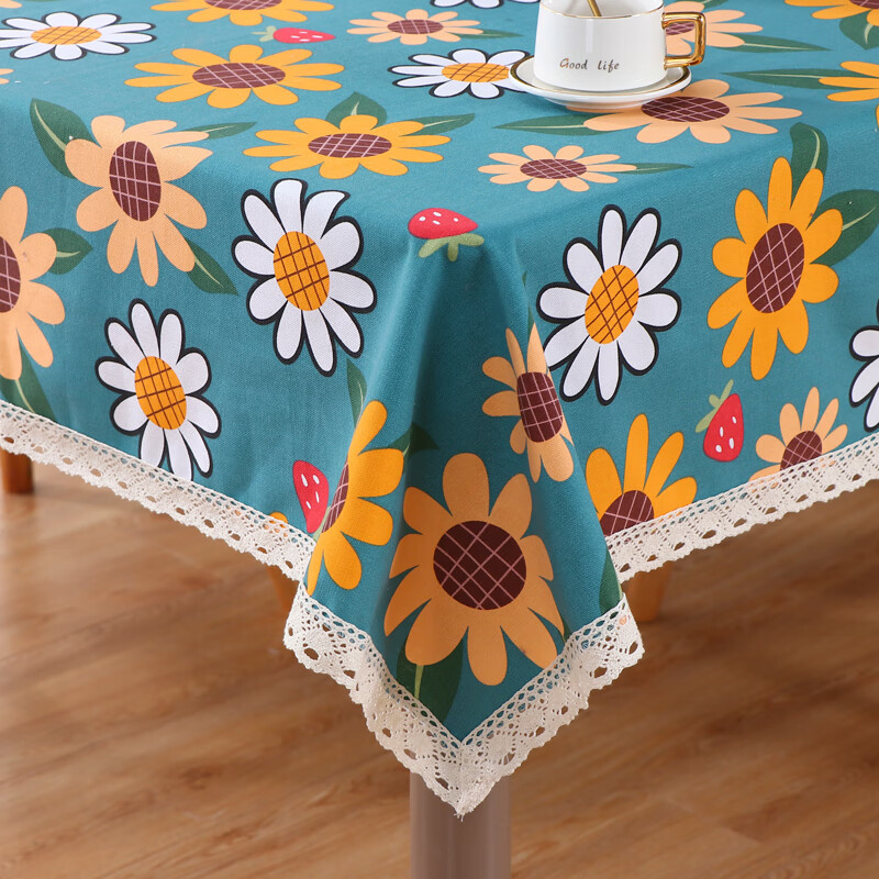 巧林儿圆桌布家用美式风小清新ins碎花餐桌防水茶几布咖啡桌布小圆桌布 向日葵（TPU防水防油款） 80*80cm适用于40cm以内桌子用