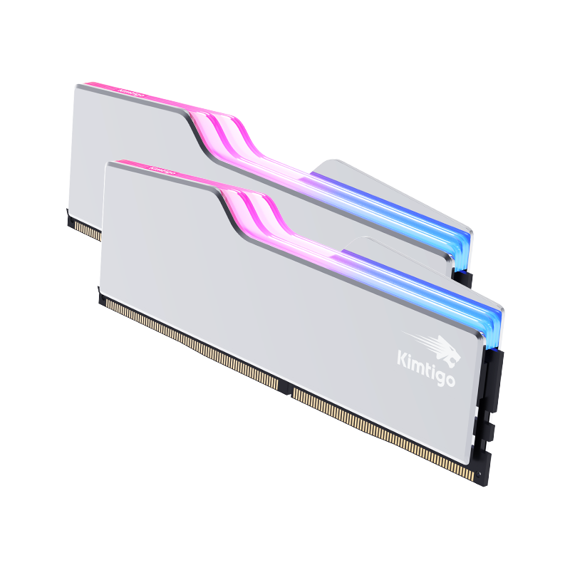 Kimtigo 金泰克 32GB（16GBx2）套装DDR5 7200频率 台式机内存条 G5系列 RGB灯条C34科幻银