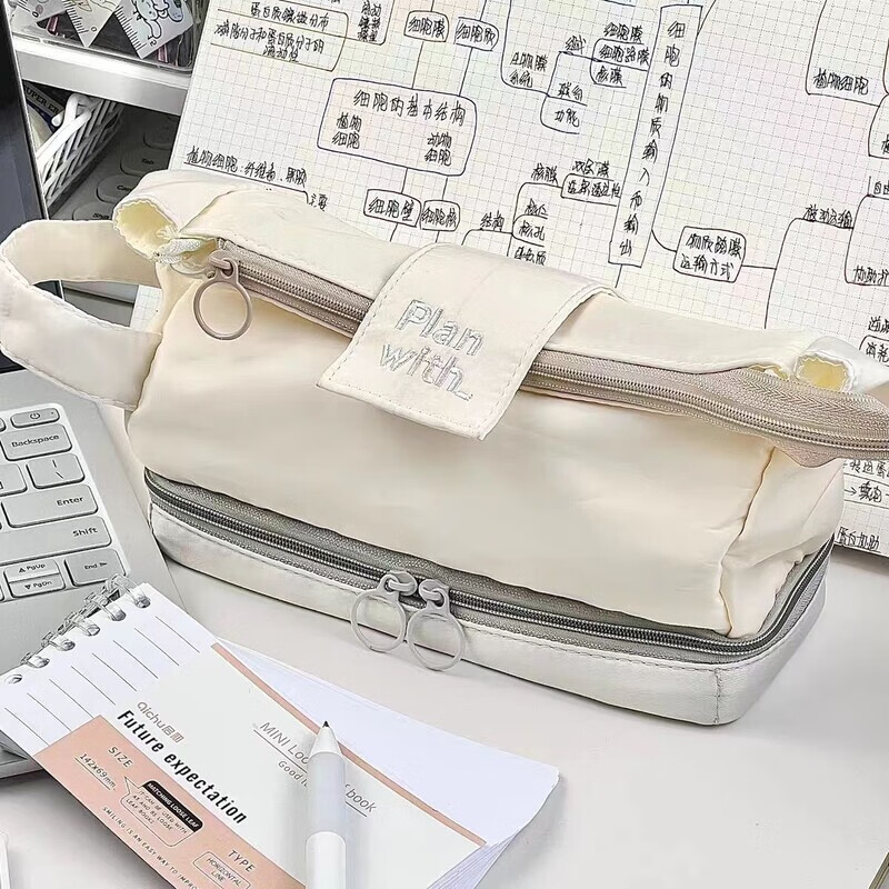 云朵工厂笔袋日系大容量笔袋ins可爱简约双层初高中学生文具收纳袋