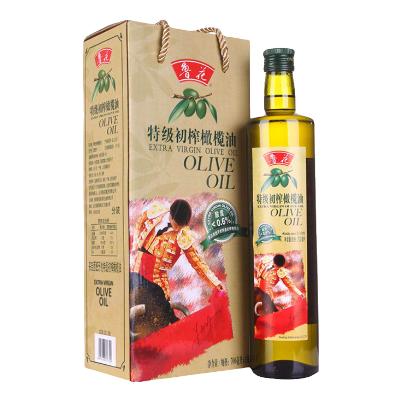 鲁花初榨橄榄油700ml礼盒压榨食用油 凉拌炒菜高温烹饪植物油