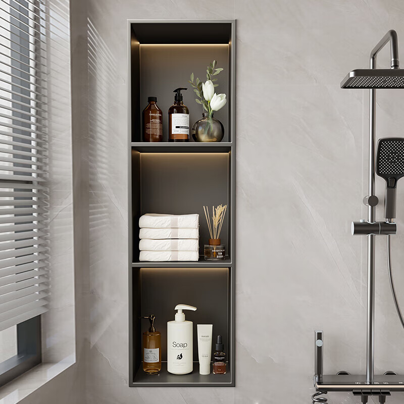 尔沫(em)不锈钢嵌入式壁龛卫生间置物架浴室隔板收纳淋浴房入墙暗装