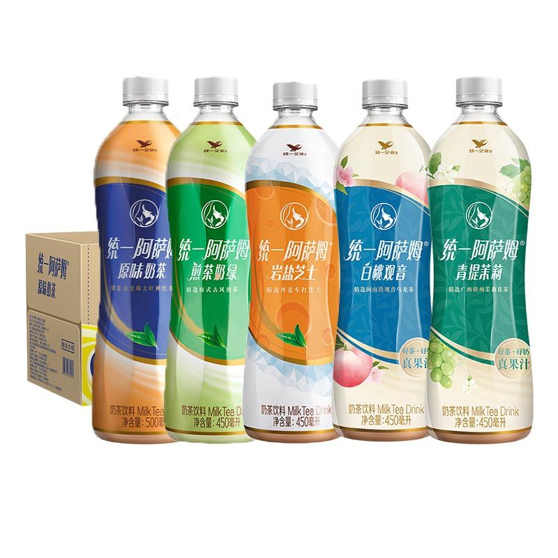 统一阿萨姆奶茶青提茉莉饮料整箱15瓶原味岩盐芝士白桃观音青提茉莉饮