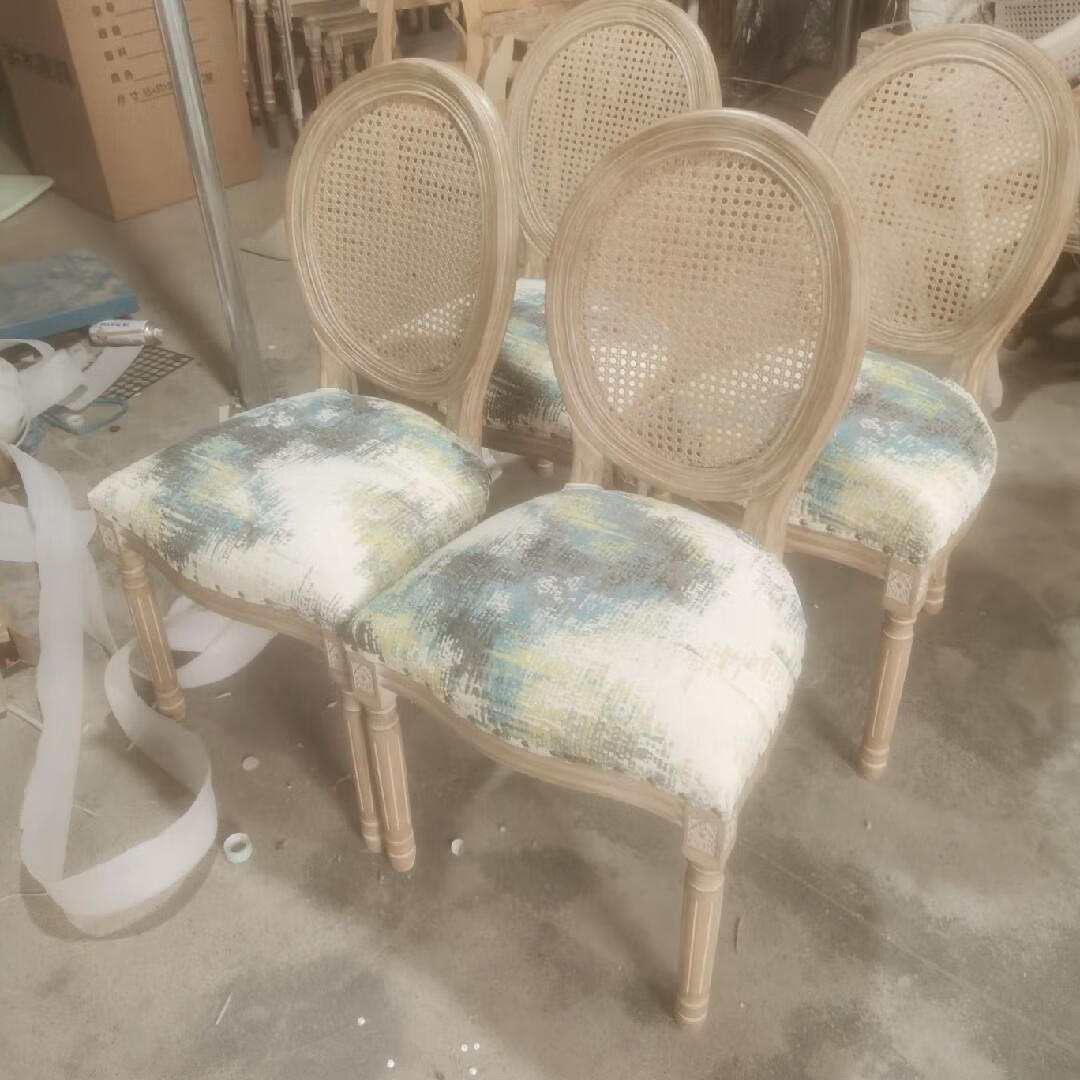 琛玥美式餐椅欧式椅子 欧式 餐椅实木民族风创意实木餐桌椅美式复古餐 MFZ-02 藤背