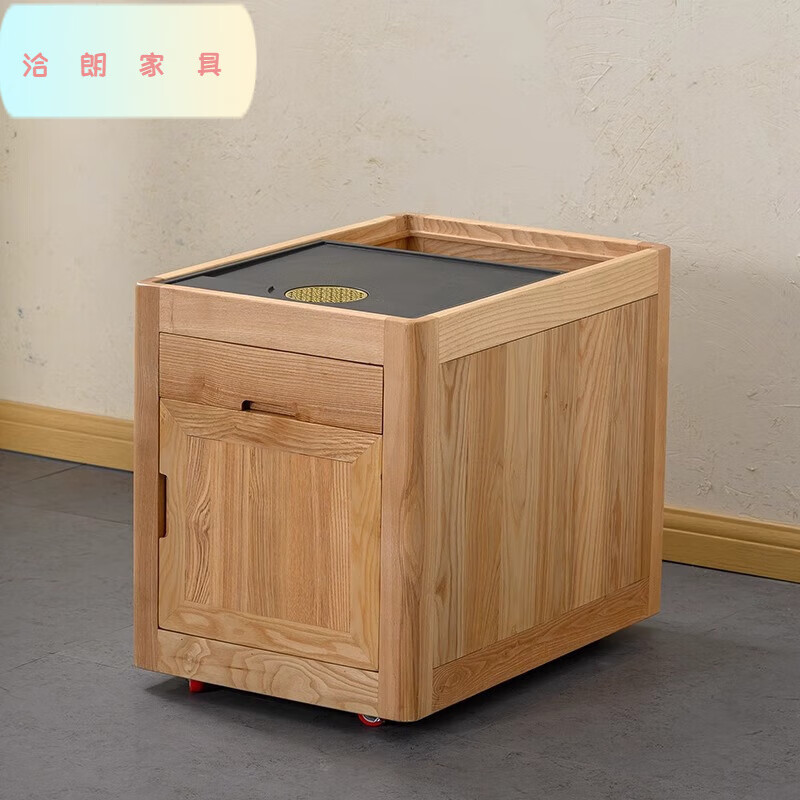 缦宛木白蜡木阳台茶桌实木茶水柜可移动带烧水茶边柜泡茶台家用中