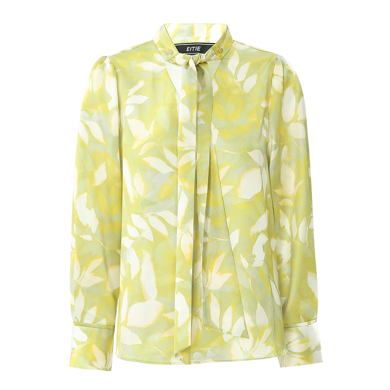 愛特愛(EITIE)復(fù)古飄帶清新印花襯衣通勤百搭襯衫上衣春季新款7313007 青檸色40 L 165