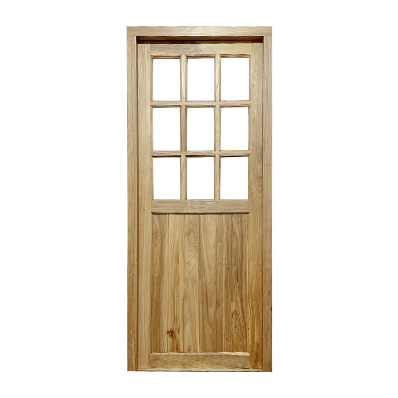 oeing中式实木卧室门民宿单开门室内木门单开仿古老式榆木原木门镂空