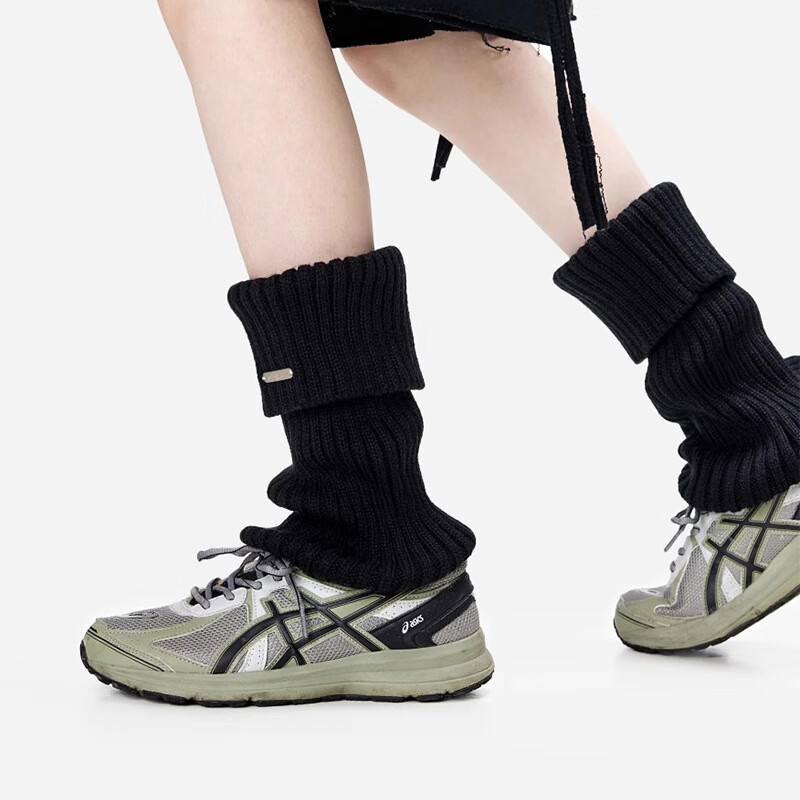 【优选好物】针织堆堆袜雪地靴袜套女款秋冬季腿套保暖袜子套袜纯 金属标袜套【黑色】 50cm