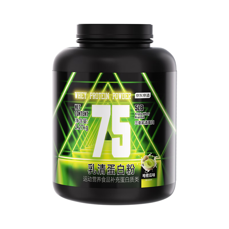 京东京造哈密瓜味蛋白粉5磅 进口奶源三重蛋白75%增肌减脂健身训练专用