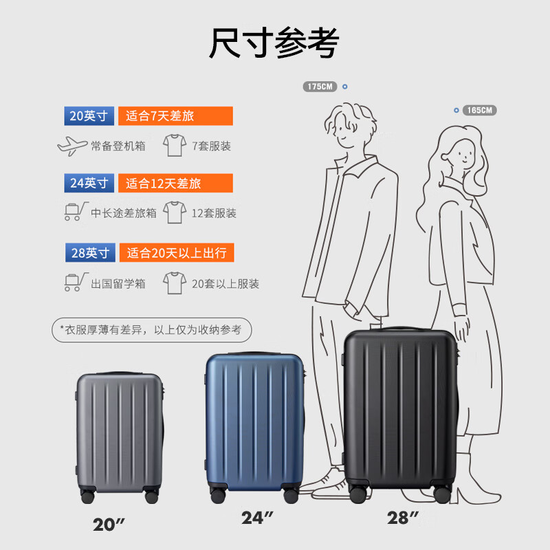 90分行李箱20英寸拉杆箱商务可登机旅行箱密码箱子多瑙河灰色