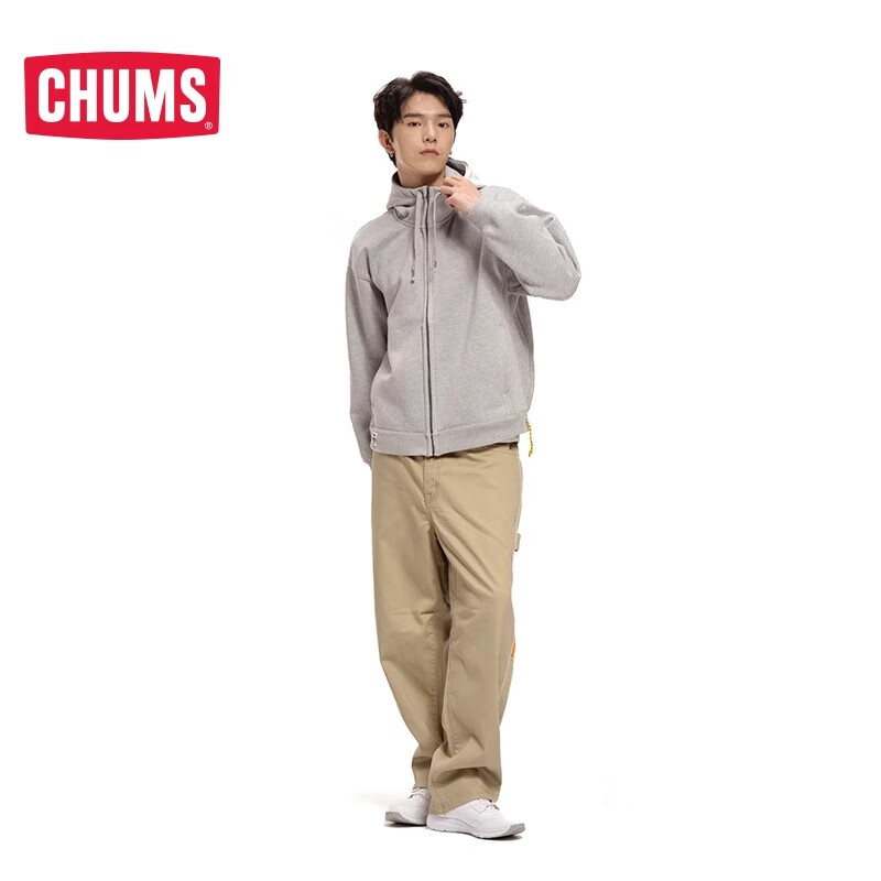 CHUMS洽洽鸟美式复古情侣连帽印花宽松加绒卫衣开衫CH00-1357 白色W001 XL