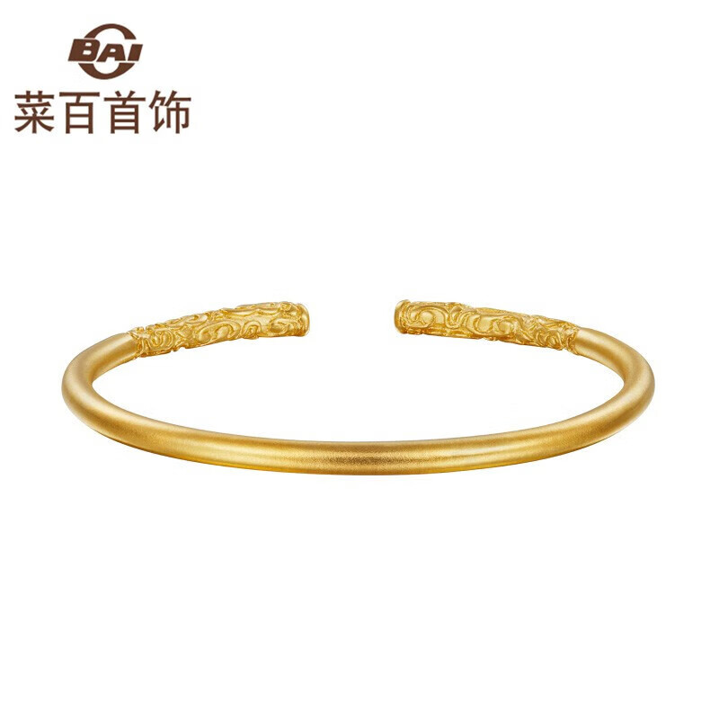 菜百首饰菜百传世黄金手镯 古法金箍棒足金手镯 计价 约22.45克