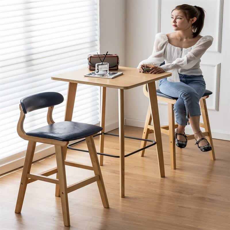 戴梵登(daifandeng)方形实木吧台桌家用阳台高台桌靠墙商用高脚桌奶茶