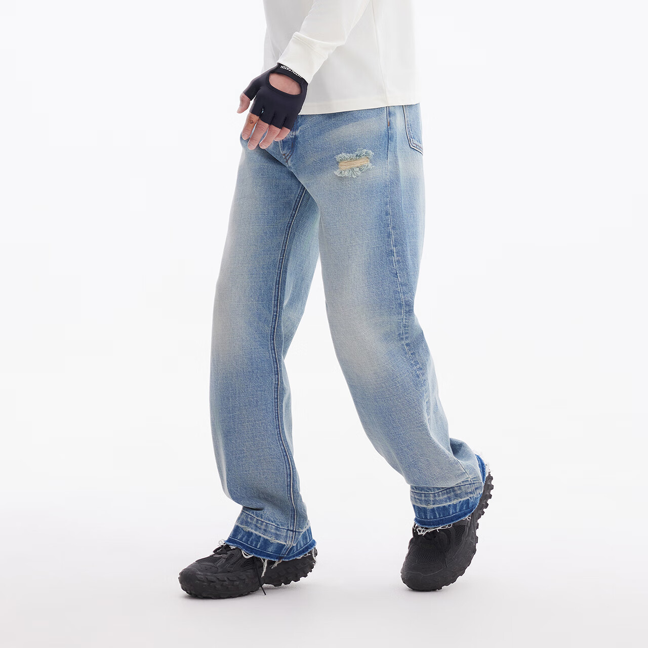 美特斯邦威[商场同款]牛仔裤男2025秋冬新款潮酷复古户外直筒裤男 浅蓝 M 170 78A