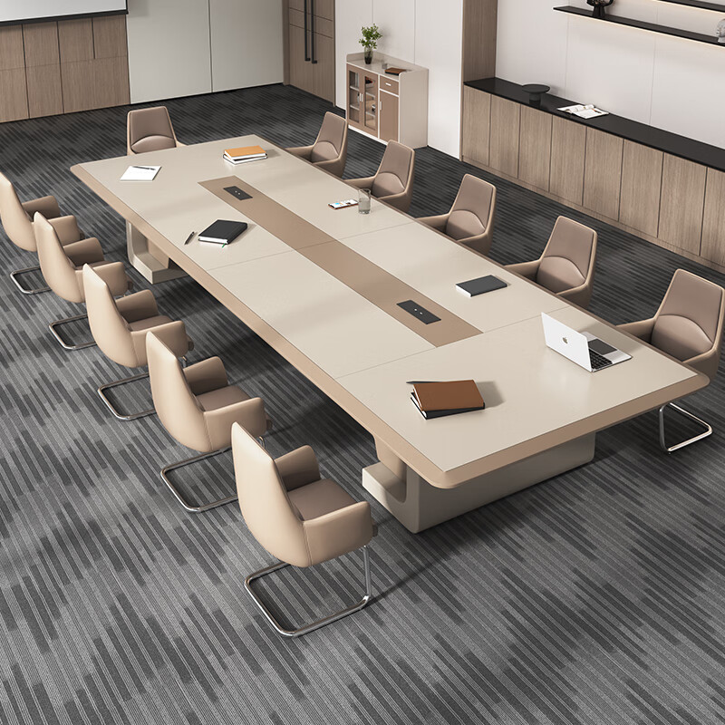 子梦零木轻奢大型烤漆会议桌长桌椅简约现代会议室办公桌椅组合洽谈会