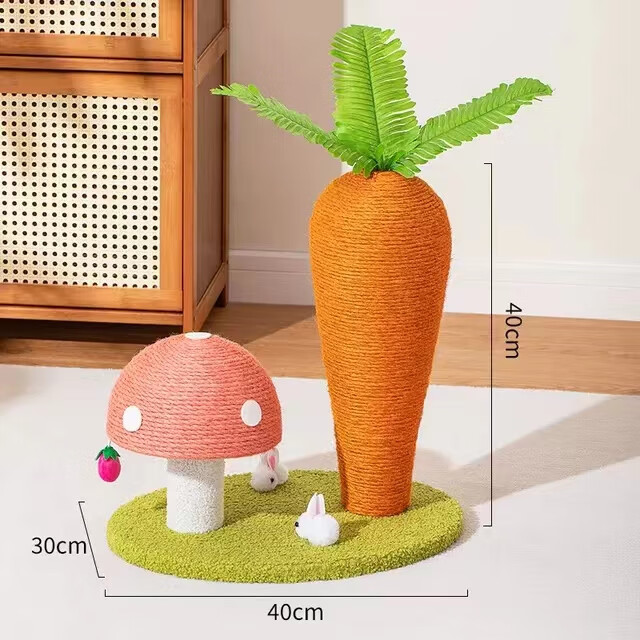 HELLOLEIBOO徠本超大號(hào)胡蘿卜貓抓板劍麻貓抓住貓爬架耐磨不掉屑立式磨爪器玩 豪華歡樂蘑菇農(nóng)場(chǎng)款