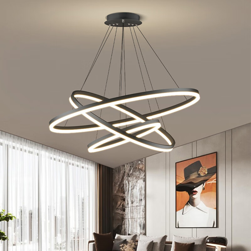 灯诺堡2026款北欧吊灯现代简约大气环形餐厅灯led灯极简创意大厅主灯 五圈大号100+80+60+40+30 小爱同学