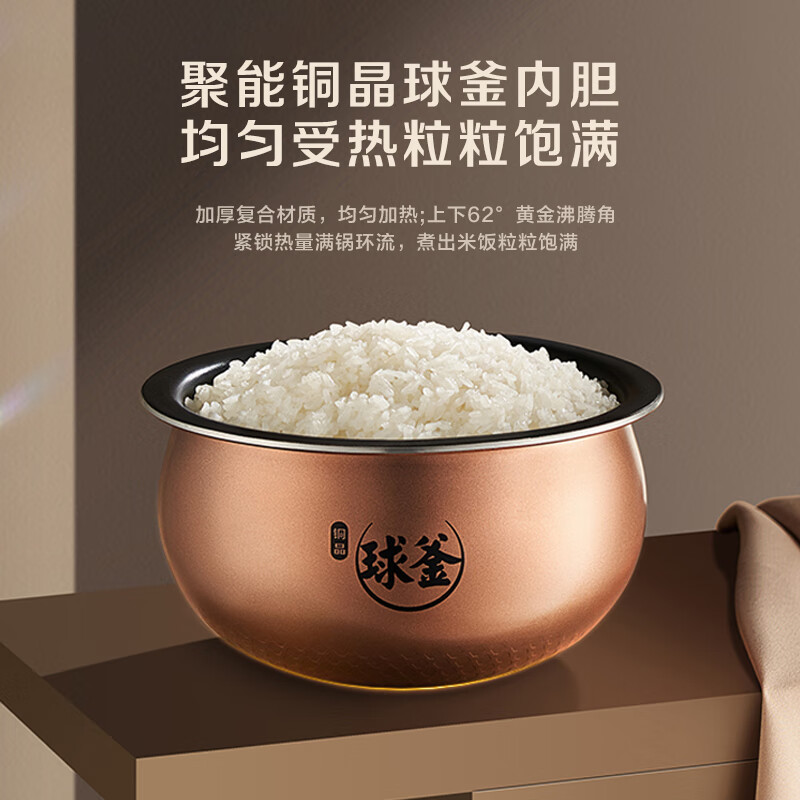 苏泊尔(SUPOR)炭焱球釜IH电饭煲电饭锅5L家用5-8-10人1300W猛火智能预约煮粥煲汤快煮饭ih柴火饭 商场专柜同款 线下款 炭焱IH球釜 5L