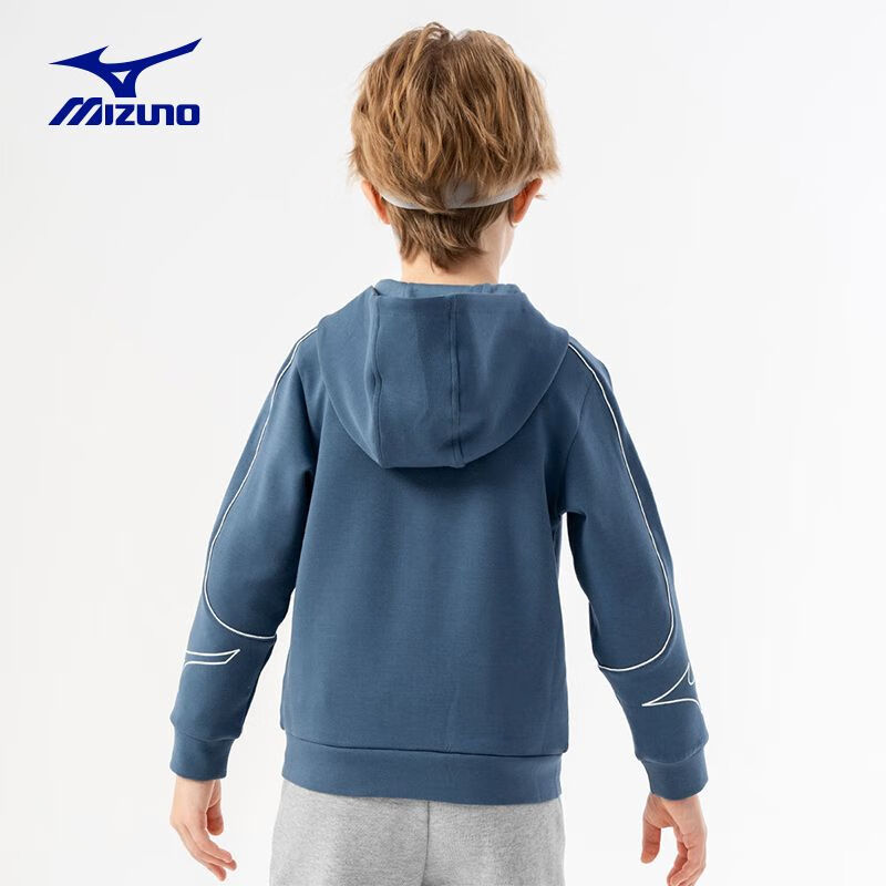 美津浓(MIZUNO) 儿童外套卫衣开衫连帽春秋休闲亲肤透气运动服卫衣男童外套 花灰色JK24330297 140 CM(65-75斤)