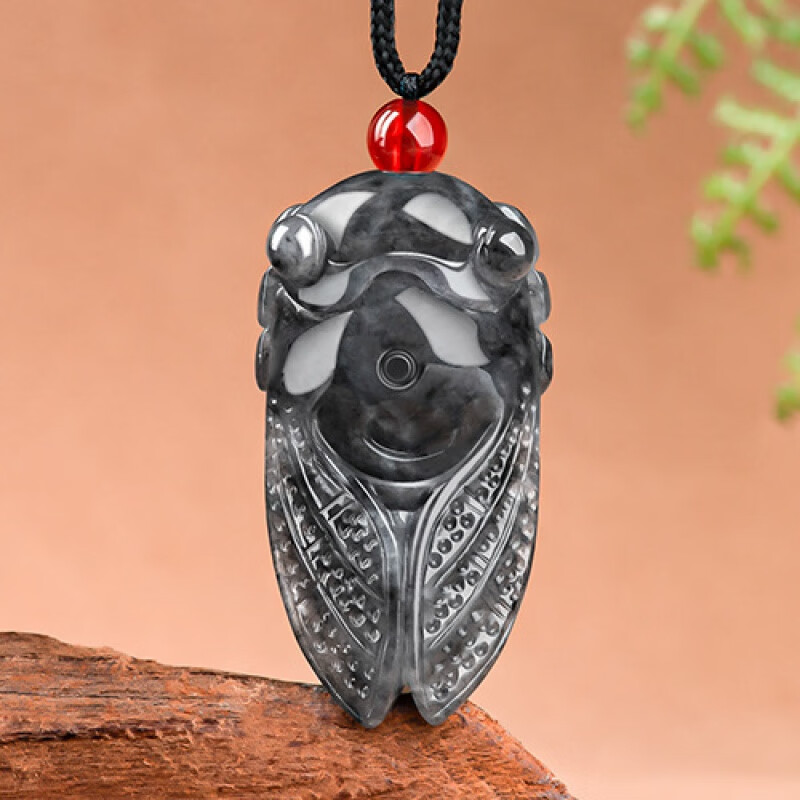 森匠天然缅甸a货翡翠乌鸡种一鸣惊人鸣蝉玉石吊坠时尚男女款挂件首饰