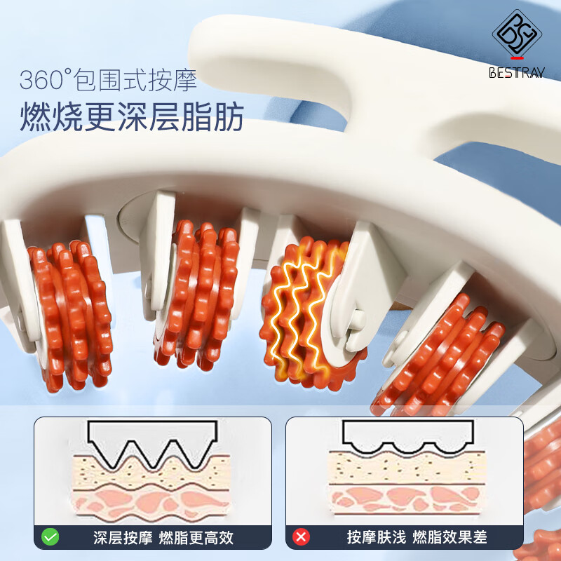 环形夹运动瘦腿神器大小腿部按摩器滚轮肌肉放松多功能瑜伽器 环形瘦腿神器（橙）+礼品盒