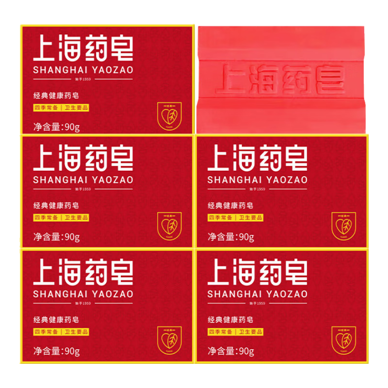 上海药皂 plus会员：上海药皂 90g*5块