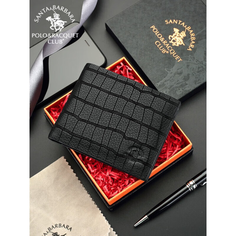 polo & racquet club)男士钱包真皮2024新款纯牛皮皮夹轻奢品牌商务男