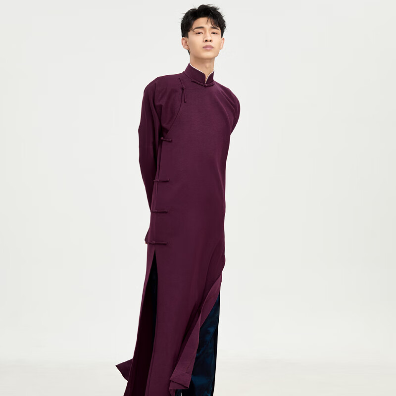 禾回德云华服相声大褂中式唐装男立领秦霄贤同款德云社相声服 酒红色