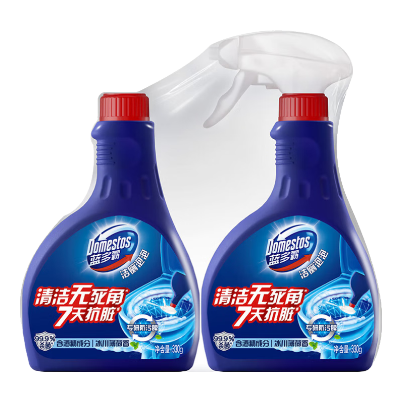 DOMESTOS香氛洁厕泡泡冰川薄荷香型 洁厕剂洁厕慕斯 330g*2